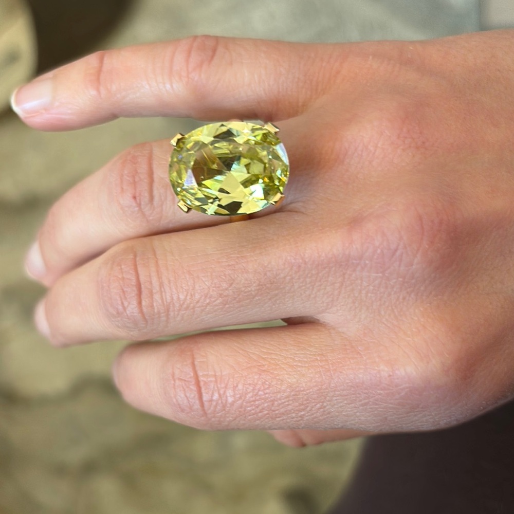 18k Yellow Oval Cocktail Ring - Women Jewelry